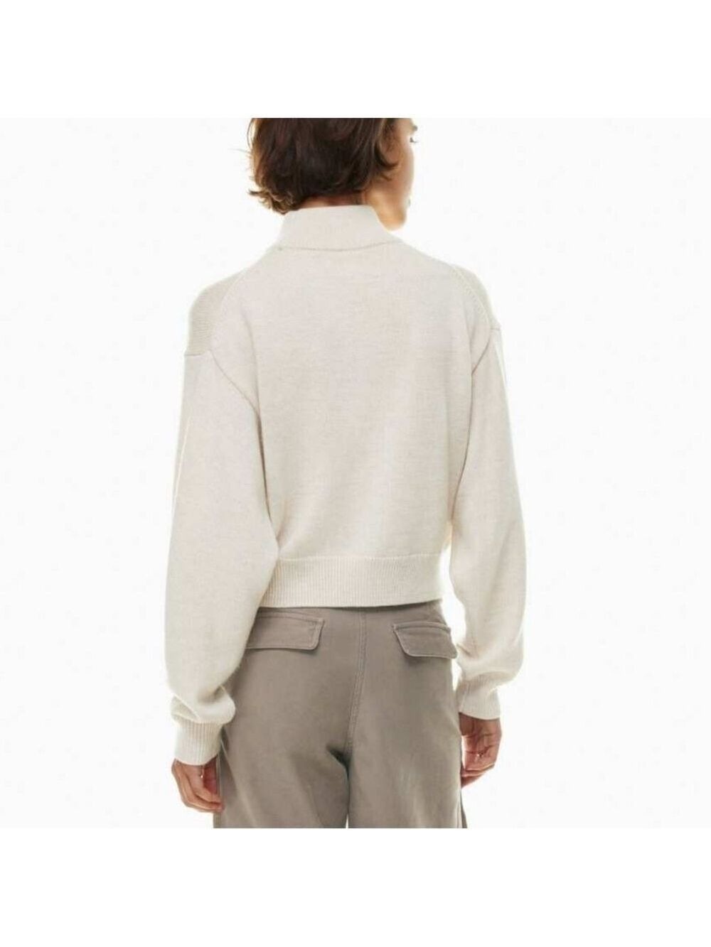 Aritzia X Wilfred Free Cream "Harper" Cropped Turtleneck Wool Sweater Size XXS - Picture 7 of 13